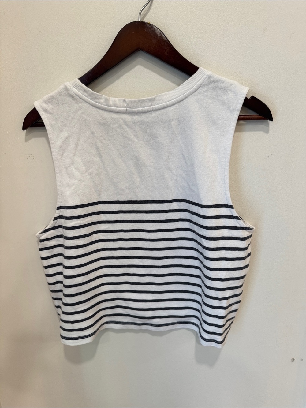 Z Supply White Cropped Tank with Black Stripes Large - Picture 3 of 3